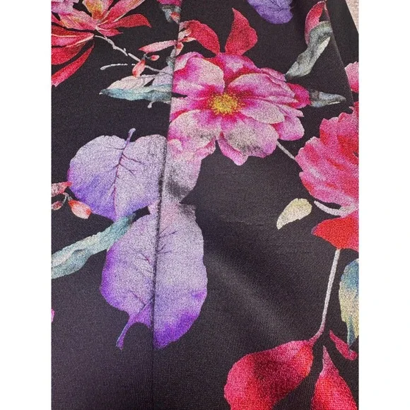 Joseph Ribkoff Floral Metallic Sheath Dress Size 10 Black Pink Purple - Picture 7 of 10